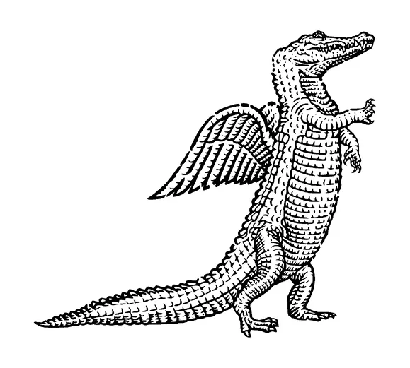 Crocodile With Wings Tattoo Meaning, PNG and SVG