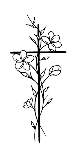 Cross With Flowers Tattoo Meaning, PNG and SVG