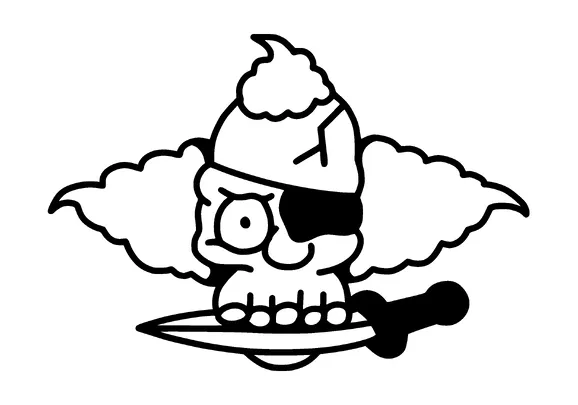 Crusty The Clown Pirate With Knife In Mouth Tattoo Meaning, PNG and SVG