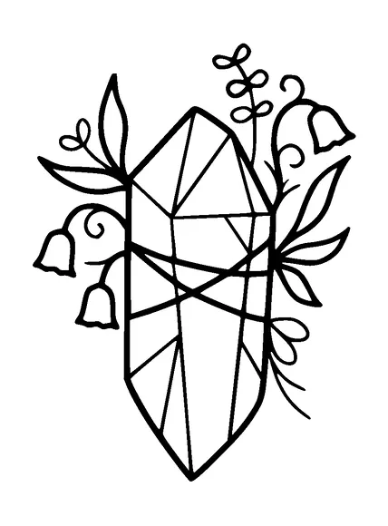 Crystal With Flowers Tattoo Meaning, PNG and SVG