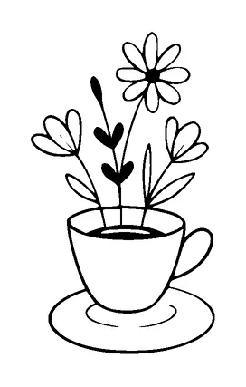 Cup Of Coffee With Flowers Tattoo Meaning, PNG and SVG