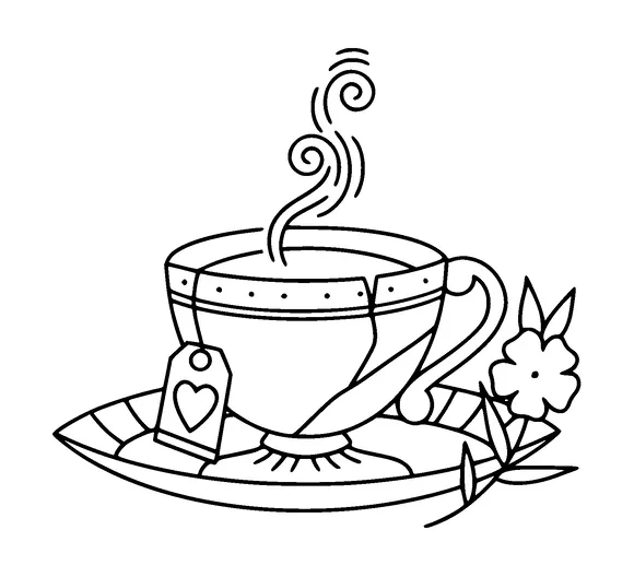 Cup Of Tea And Flower Tattoo Meaning, PNG and SVG