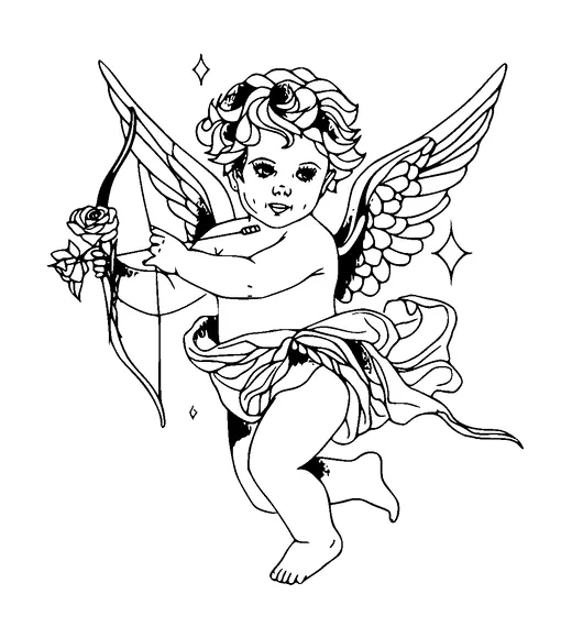 Cupid With Bow Tattoo Meaning, PNG and SVG