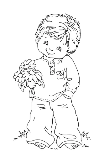 Cute Boy With Flowers Tattoo Meaning, PNG and SVG