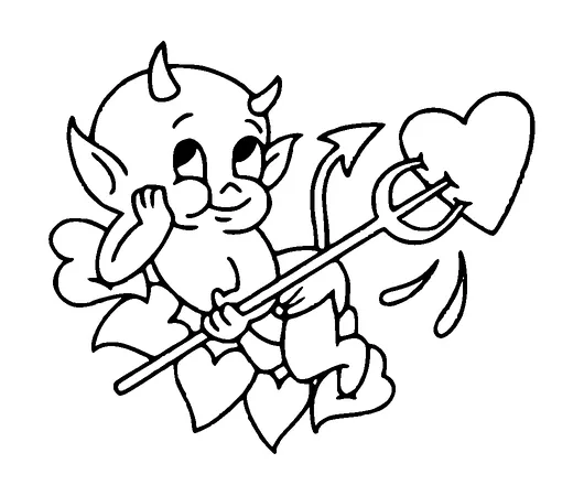 Cute Devil Cupid Stabbing Heart Tattoo Meaning, PNG and SVG