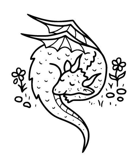 Cute Dragon Sleeping Tattoo Meaning, PNG and SVG