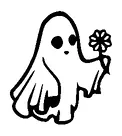 Cute Ghost Giving Flower Tattoo Meaning, PNG and SVG