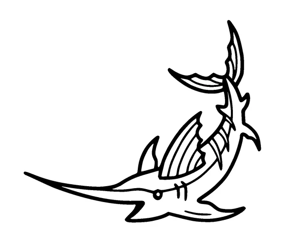 Cute Happy Sword Fish Tattoo Meaning, PNG and SVG