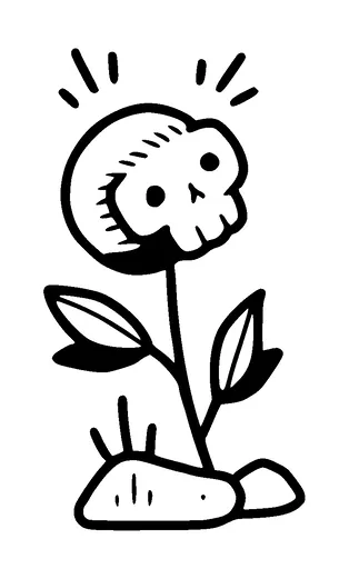 Cute Skull Flower Tattoo Meaning, PNG and SVG