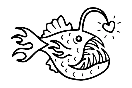 Cute Small Anglerfish Tattoo Meaning, PNG and SVG