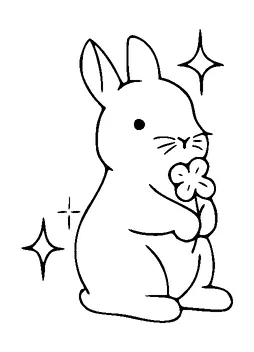 Cute Small Bunny Holding Flower Tattoo Meaning, PNG and SVG