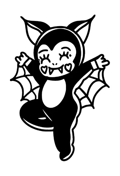 Cute Small Vampire Dancing Tattoo Meaning, PNG and SVG