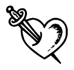 Cute Stabbed Heart With Sword Tattoo Meaning, PNG and SVG