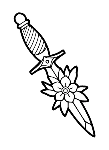 Dagger And Flower Tattoo Meaning, PNG and SVG