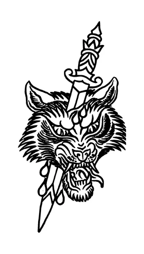 Dagger In Angry Wolfs Head Tattoo Meaning, PNG and SVG