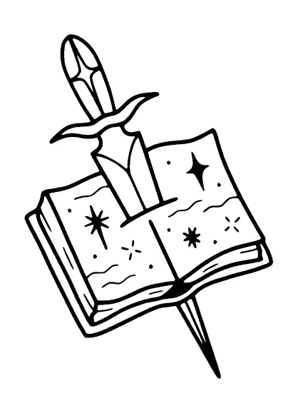 Dagger In Book Tattoo Meaning, PNG and SVG