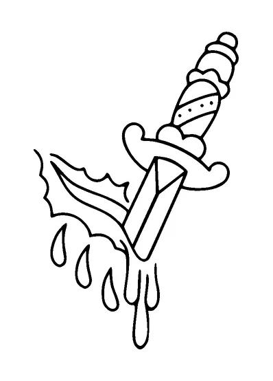 Dagger In Skin Tattoo Meaning, PNG and SVG