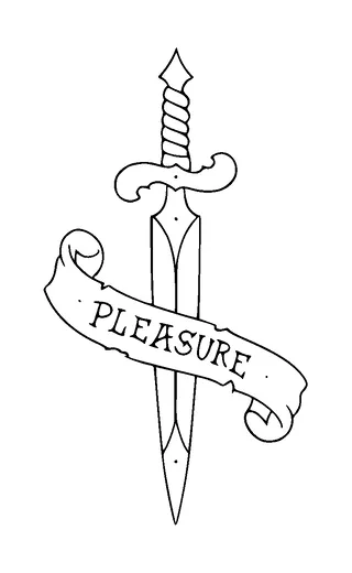 Dagger With Banner Says Pleasure Tattoo Meaning, PNG and SVG