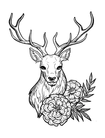 Deer With Flowers Tattoo Meaning, PNG and SVG