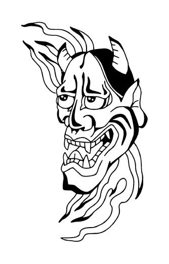 Devils Cartoony Head Tattoo Meaning, PNG and SVG