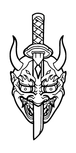 Devils Head Stabbed With Knife Tattoo Meaning, PNG and SVG