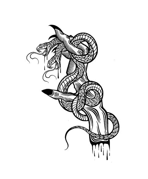 Double Headed Snake On Hand Tattoo Meaning, PNG and SVG