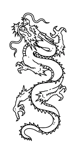 Dragon Simple Tattoo Meaning, PNG and SVG