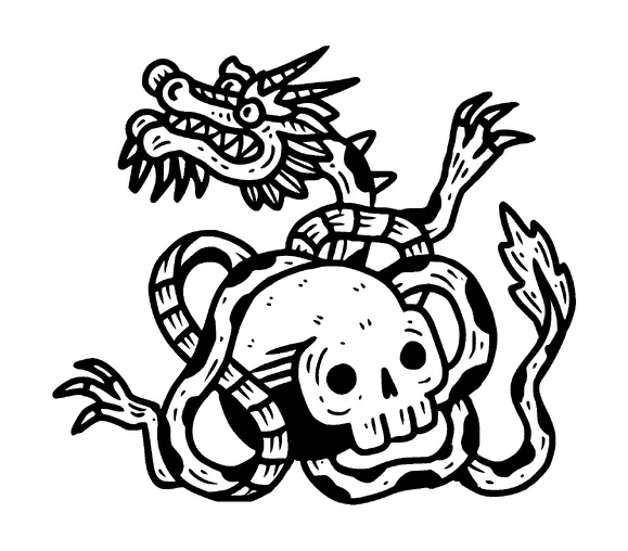 Dragon Snake On Skull Tattoo Meaning, PNG and SVG