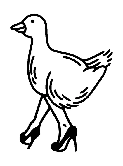 Duck With Human Feet Heels Tattoo Meaning, PNG and SVG