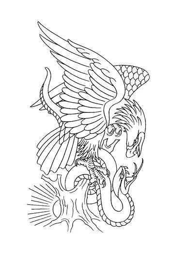 Eagle Attacking Snake Tattoo Meaning, PNG and SVG