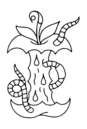 Eaten Apple With Worm Tattoo Meaning, PNG and SVG