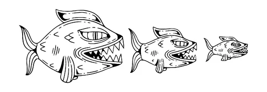 Evil Big Fish Eating Smaller Fishes Tattoo Meaning, PNG and SVG