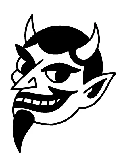 Evil Cartoony Devil Head Tattoo Meaning, PNG and SVG