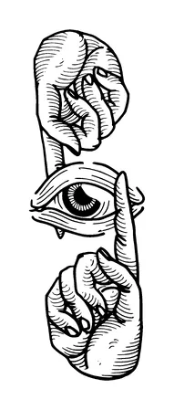 Eye Two Hand Pointing Up And Down Tattoo Meaning, PNG and SVG