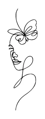 Face And Butterfly One Line Tattoo Meaning, PNG and SVG