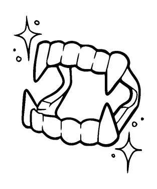 False Vampire Teeth Tattoo Meaning, PNG and SVG