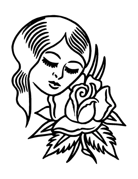 Female Face On Flower Tattoo Meaning, PNG and SVG