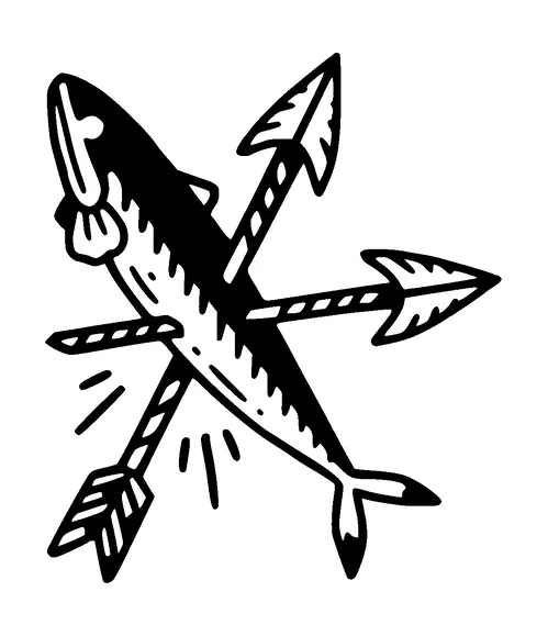 Fish With Arrows Tattoo Meaning, PNG and SVG