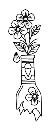 Flower In Broken Bottle Tattoo Meaning, PNG and SVG