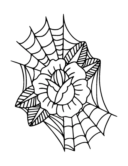 Flower On Spider Web Tattoo Meaning, PNG and SVG