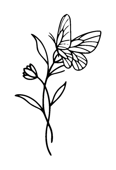 Flower With Butterfly Tattoo Meaning, PNG and SVG