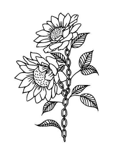 Flowers On Chain Tattoo Meaning, PNG and SVG