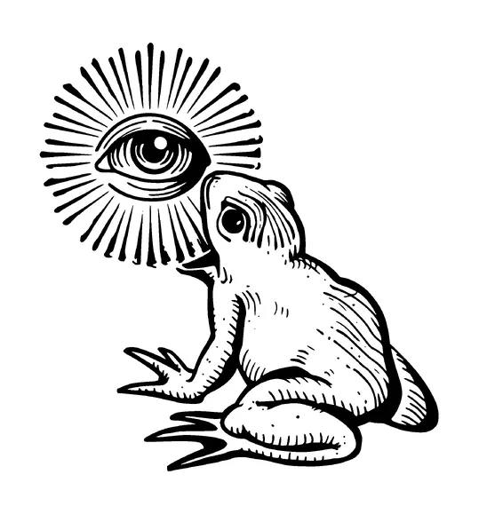 Frog Eating Glowing Eye Tattoo Meaning, PNG and SVG