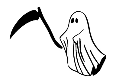 Ghost Going After Scythe Tattoo Meaning, PNG and SVG