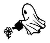 Ghost Watering Flowers Tattoo Meaning, PNG and SVG