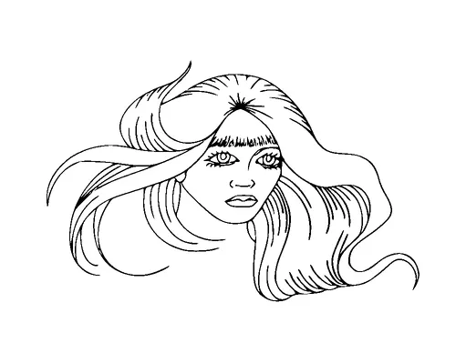 Girl Head With Long Hair Tattoo Meaning, PNG and SVG