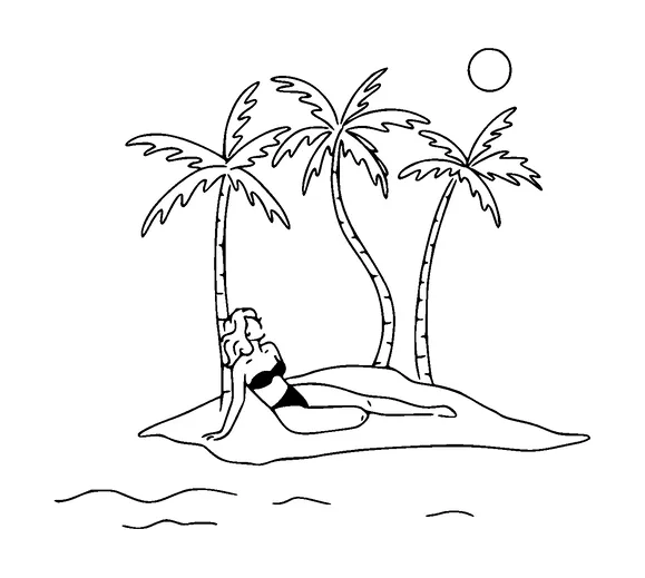 Girl In Bikini On Island Tattoo Meaning, PNG and SVG