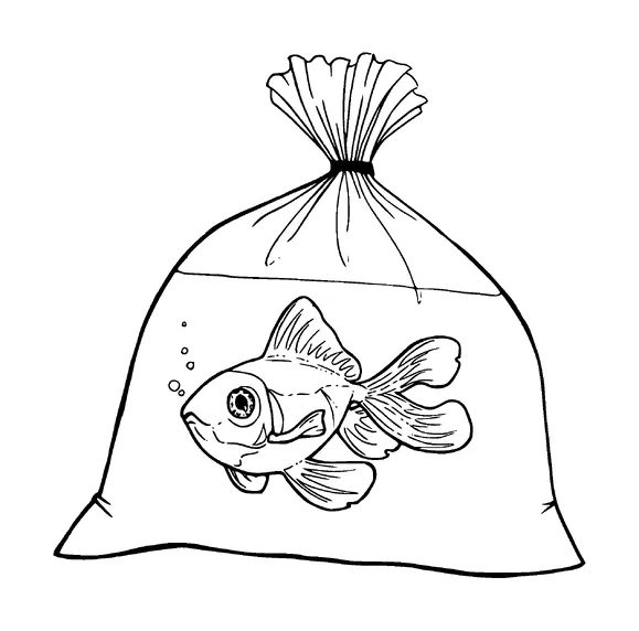 Gold Fish In Bag Tattoo Meaning, PNG and SVG