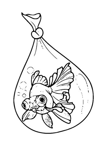 Gold Fish In Plastic Bag Tattoo Meaning, PNG and SVG