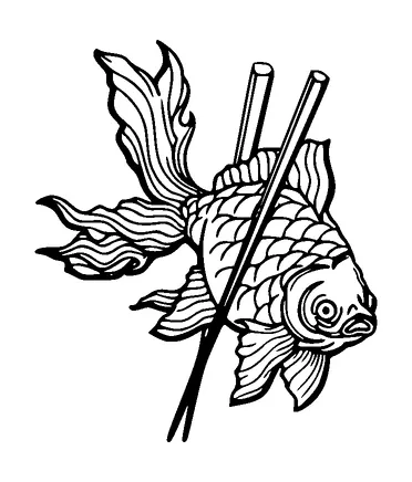 Gold Fish On Chopsticks Tattoo Meaning, PNG and SVG